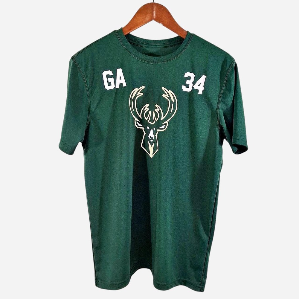 Bucks Giannis Antetokounmpo 34 Shirt Green Medium